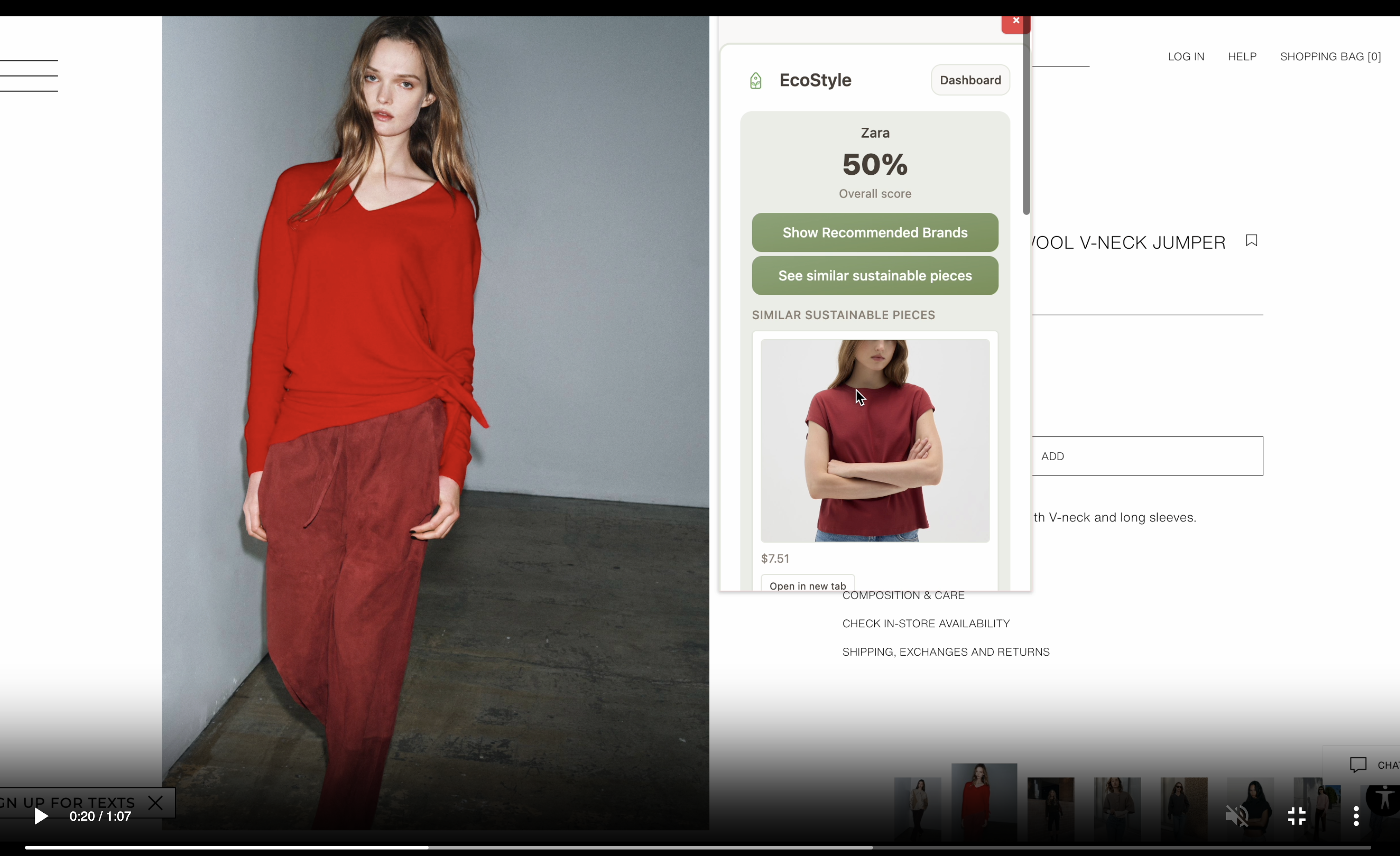 EcoStyle shopping recommendation tool screenshot