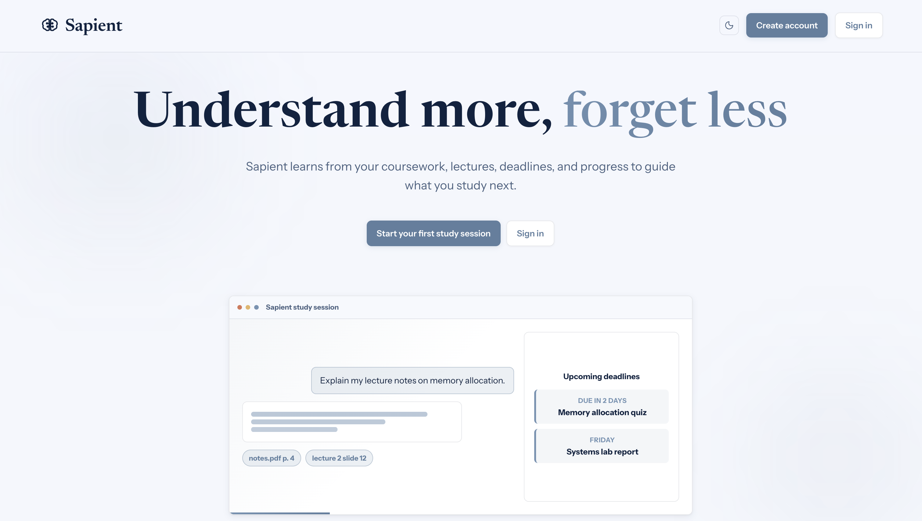 Sapient intelligent tutoring app screenshot